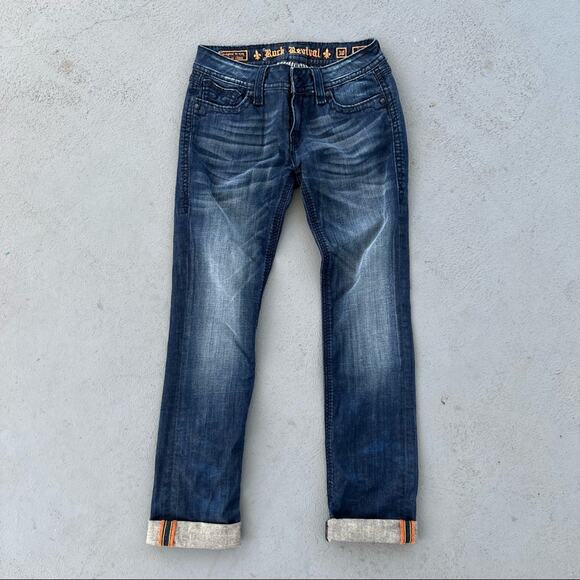 Rock Revival Debbie Straight dark wash flap pocket jeans Size 30 - Picture 2 of 6